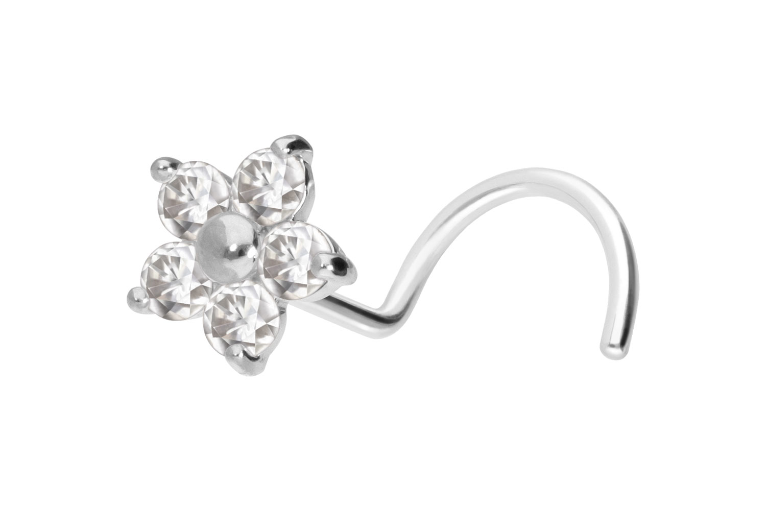 14/18 Karat Gold Nasenstecker Spirale MOISSANIT-BLUME