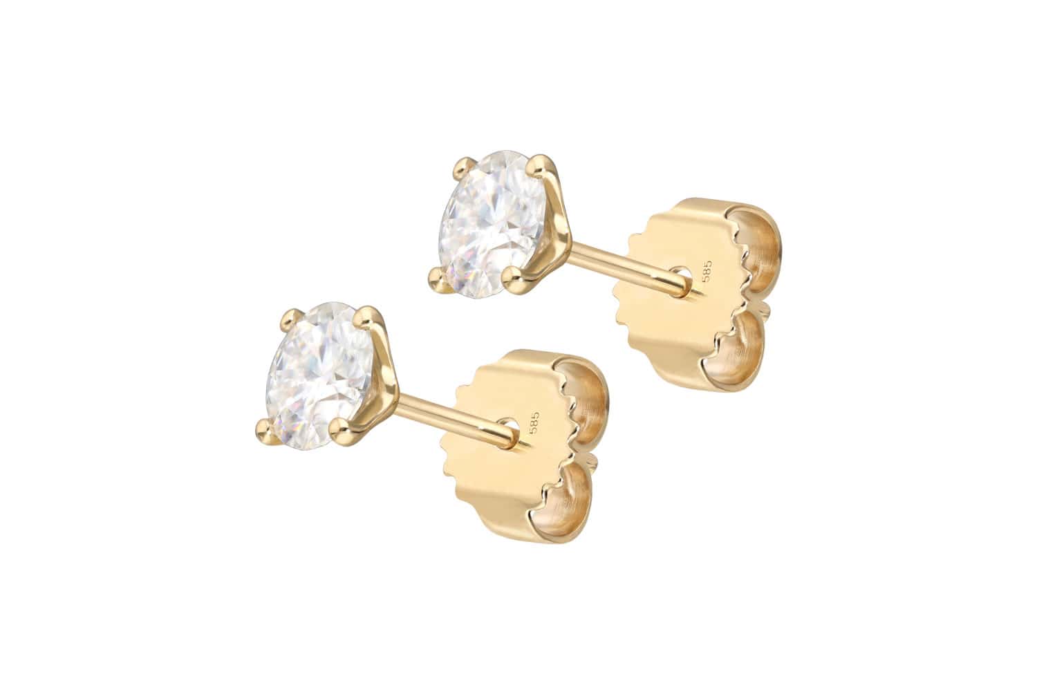 14 Karat Gold Ohrstecker EINGEFASSTER MOISSANIT
