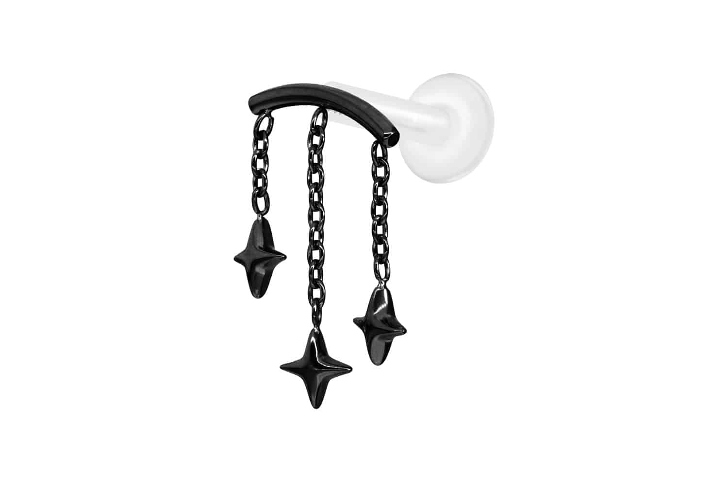 PTFE Labret mit Innengewinde + Titan-Aufsatz BOGEN + 3 STERNE