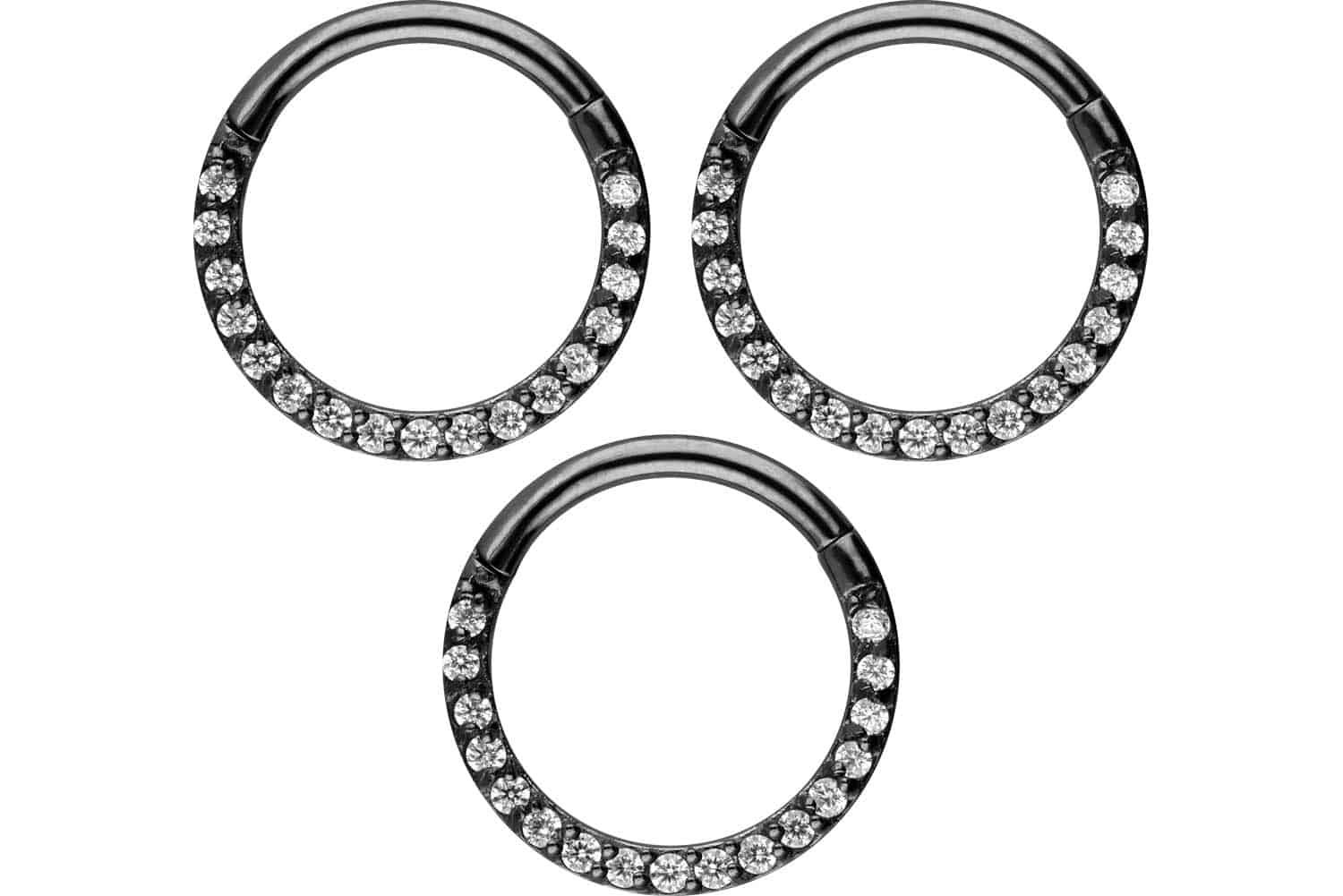 SET Surgical steel segment ring clicker SETTED CRYSTALS
