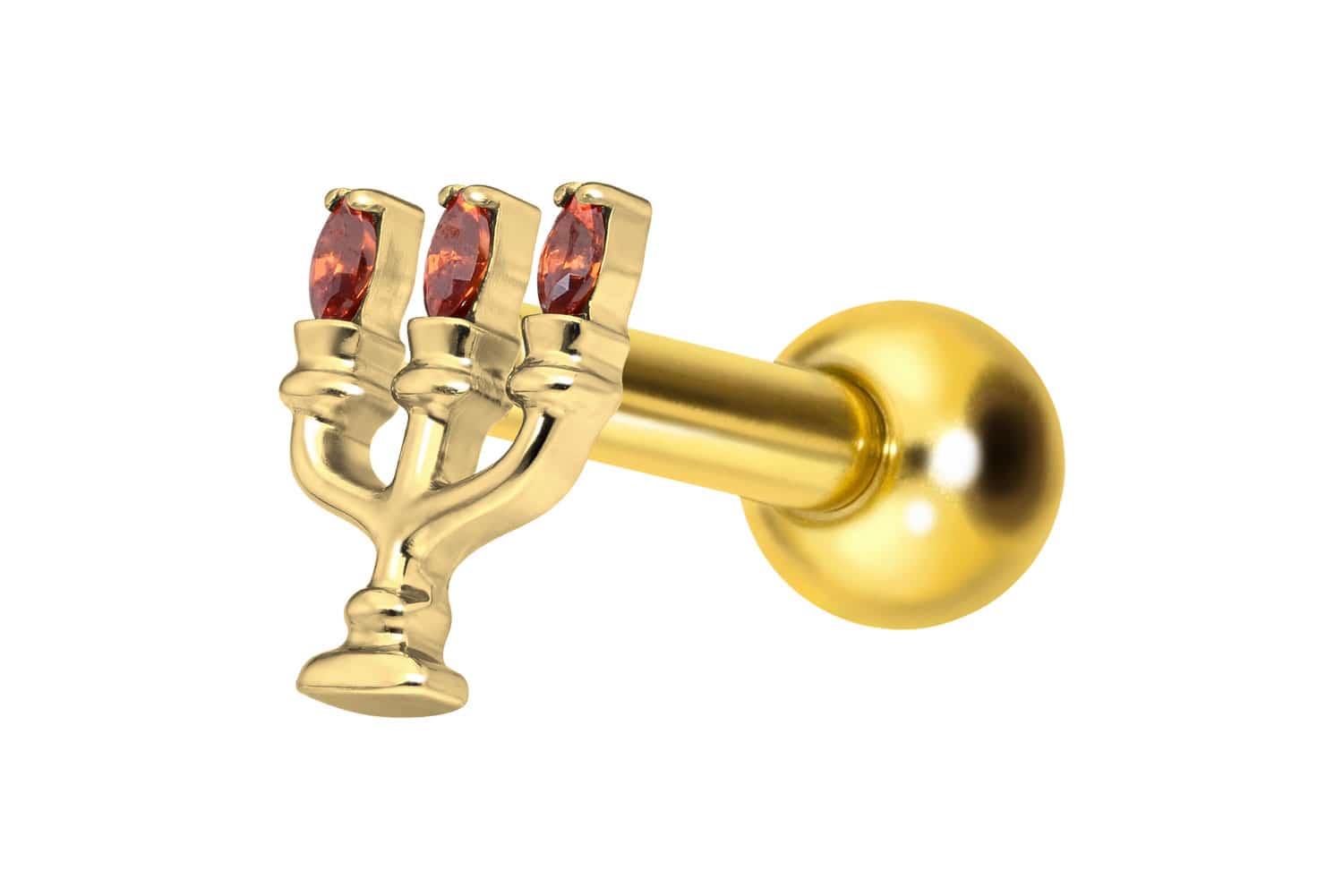 Titanium ear piercing with internal thread CANDLEHOLDER