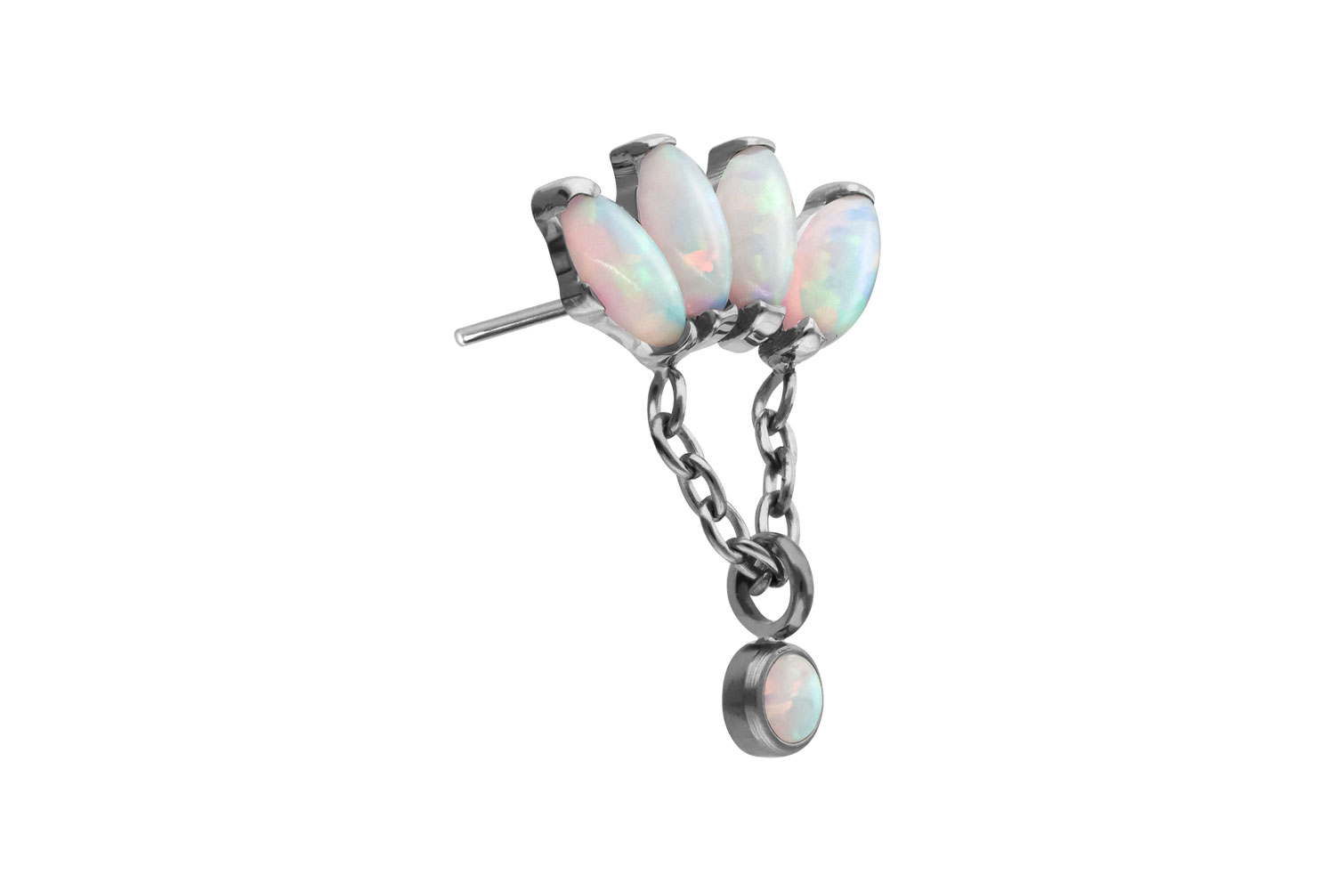 Titanium attachment with push pin LOTUS BLOSSOM + SYNTHETIC OPALS