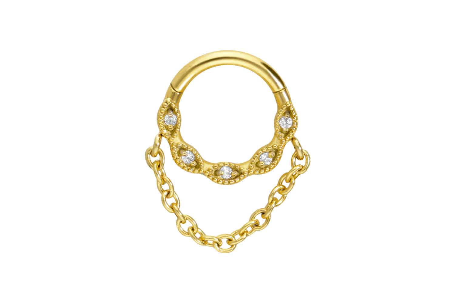 Chirurgenstahl Segmentring Clicker EINGEFASSTE KRISTALLE + KETTE ++SALE++