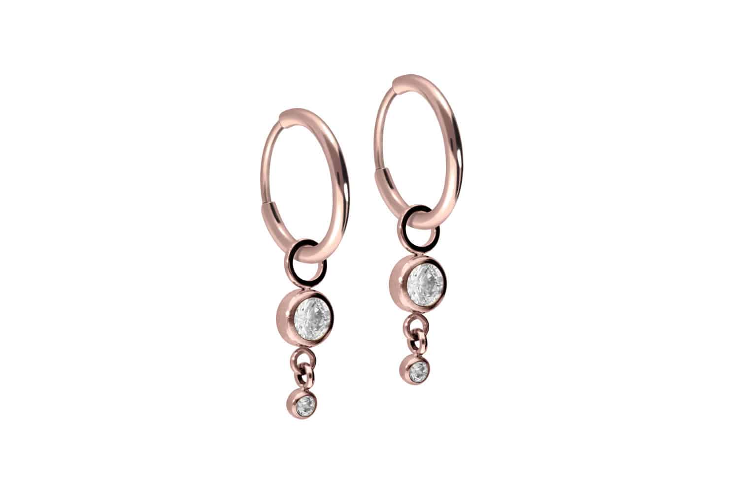 Titanium ear clicker creoles 2 ROUND CRYSTALS