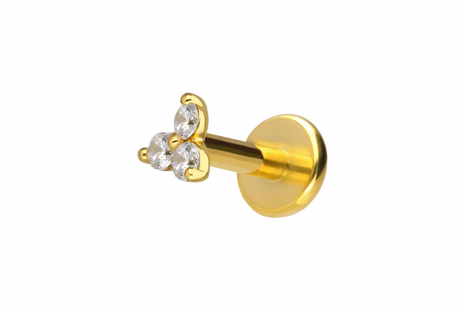 Titan Labret mit Innengewinde + 925er Silber Aufsatz MOISSANIT-BLUME