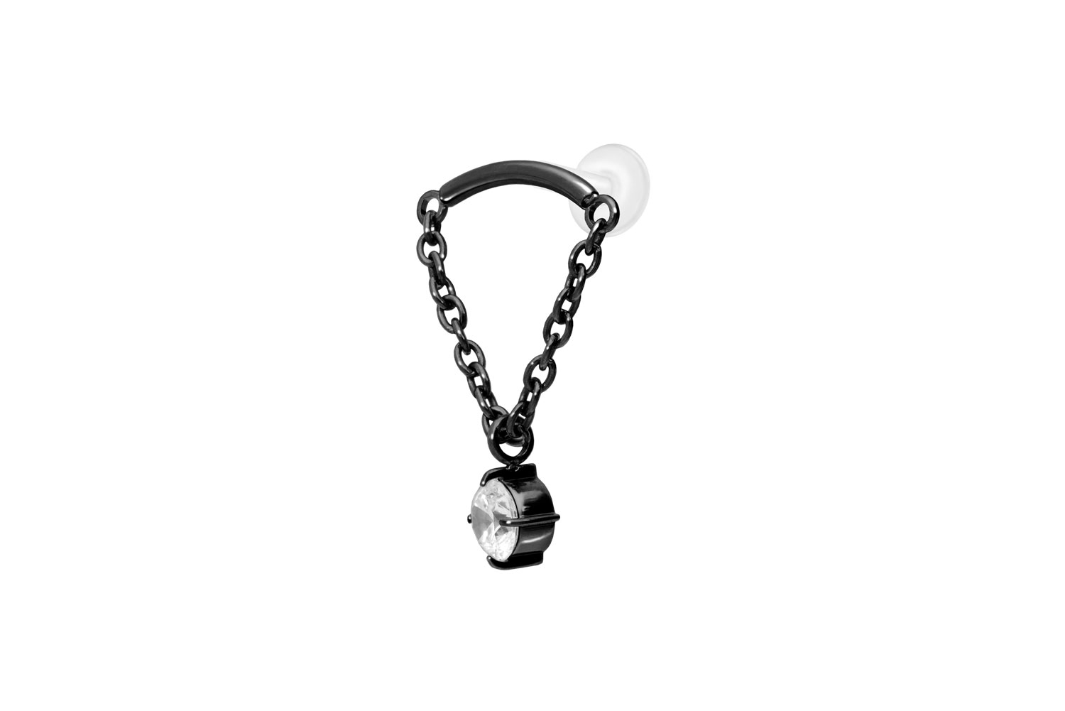 PTFE labret with internal thread + titanium attachment ARCH + CHAIN + CRYSTAL