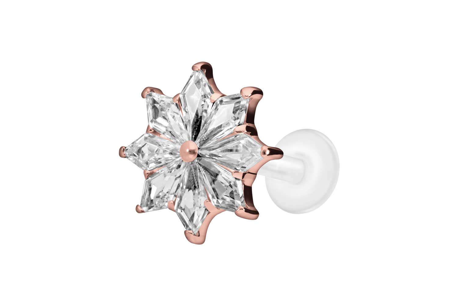 PTFE Labret mit Innengewinde + Titan-Aufsatz KRISTALLSTERN