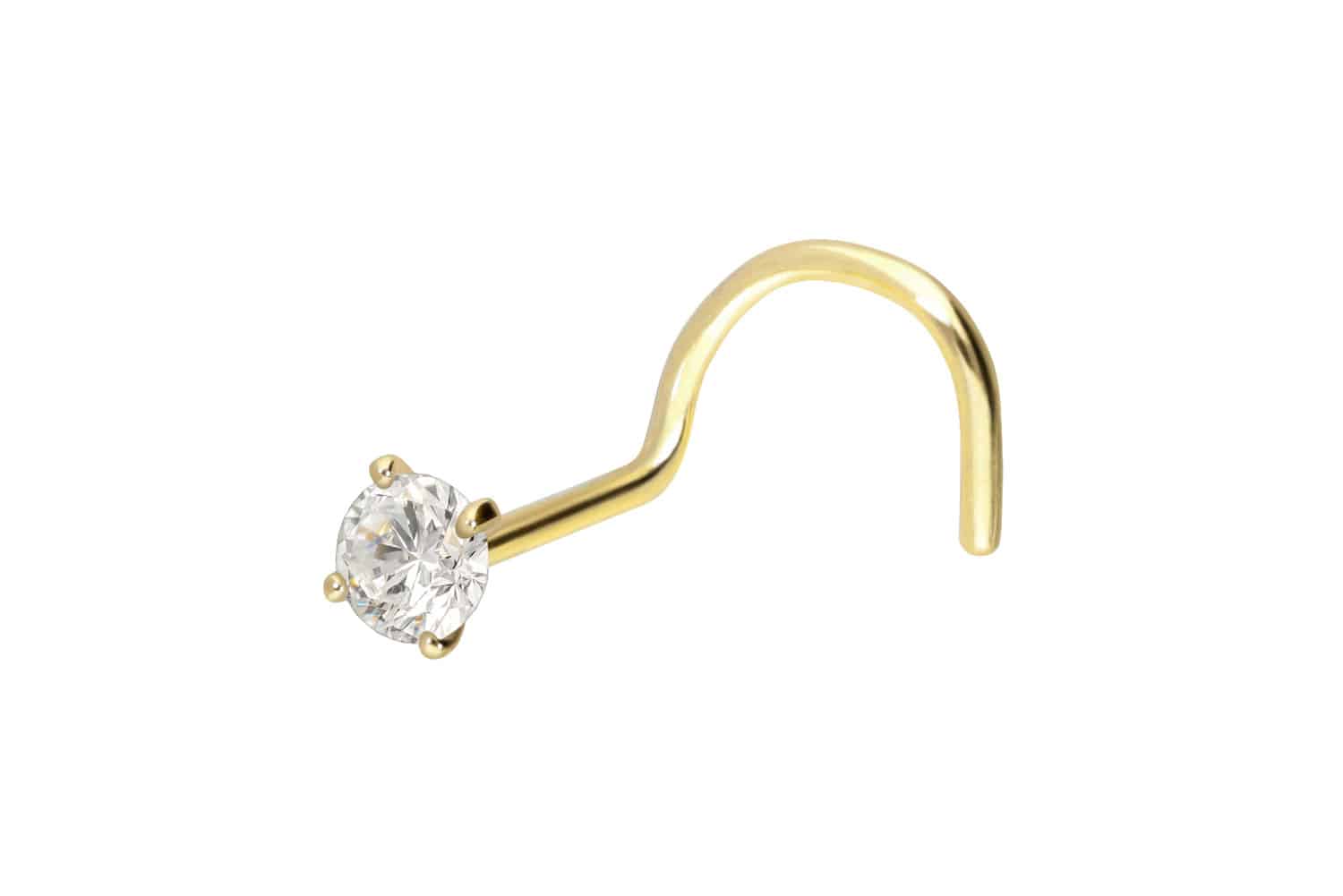 18 Karat Gold Nasenstecker Spirale EINGEFASSTER DIAMANT