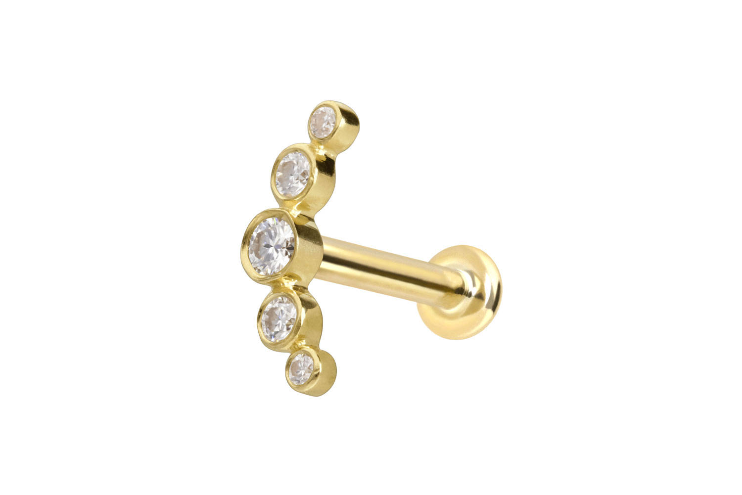 14 Karat Gold Labret mit Innengewinde MOISSANIT-BOGEN
