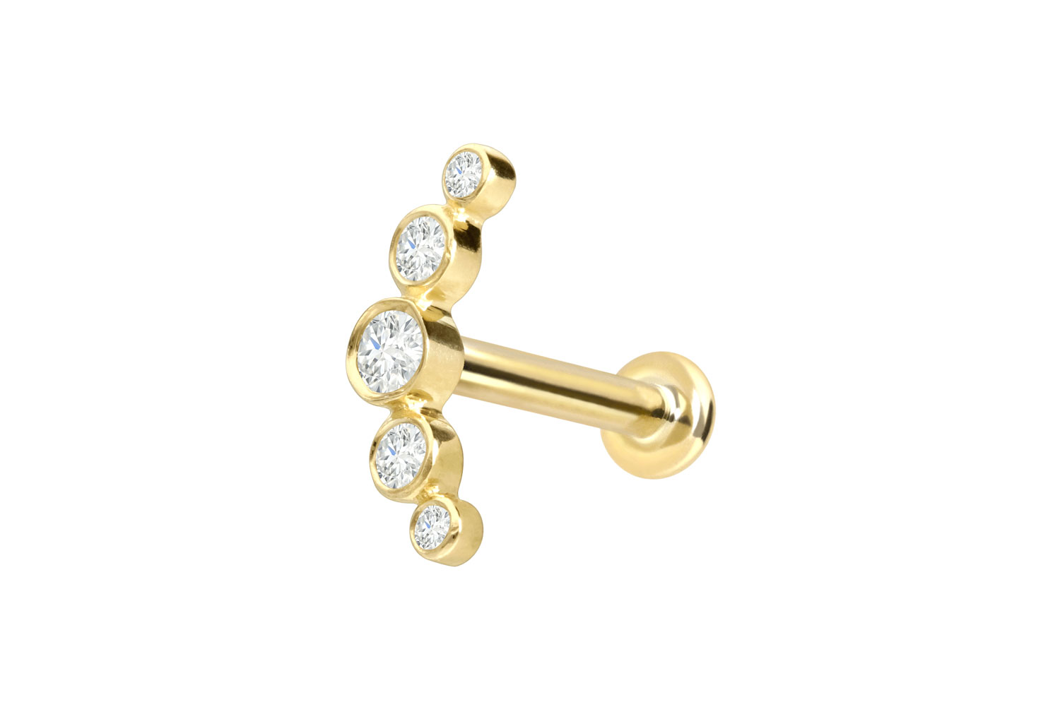 18 Karat Gold Labret mit Innengewinde DIAMANT-BOGEN