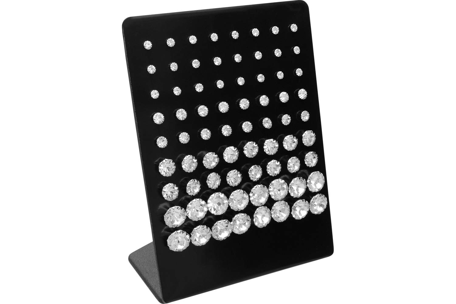 Display 36 Paar 925er Silber Ohrstecker PLATINIERT + RUNDER KRISTALL