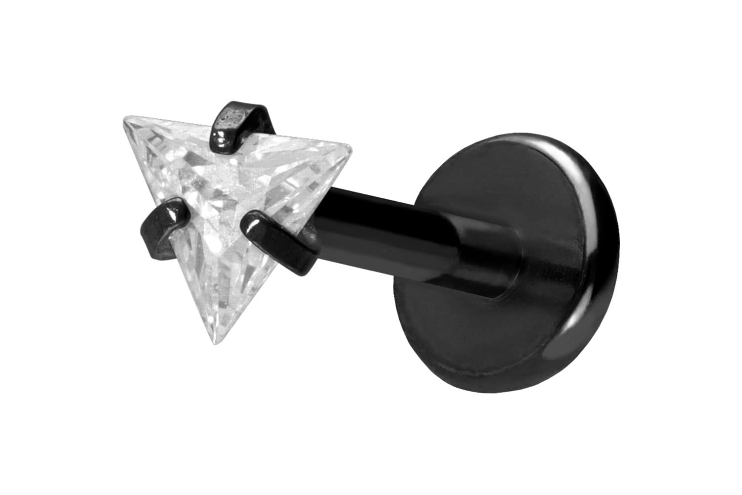 Titan Labret mit Push Fit EINGEFASSTES KRISTALLDREIECK