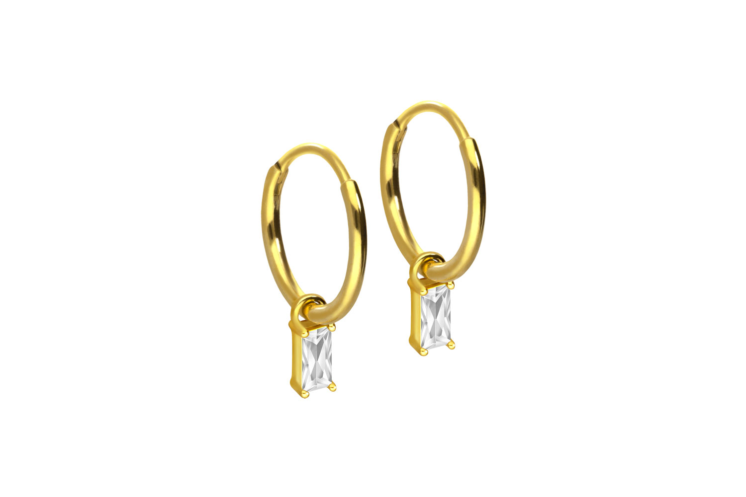 Chirurgenstahl Ohrclicker Creolen KRISTALLRECHTECK