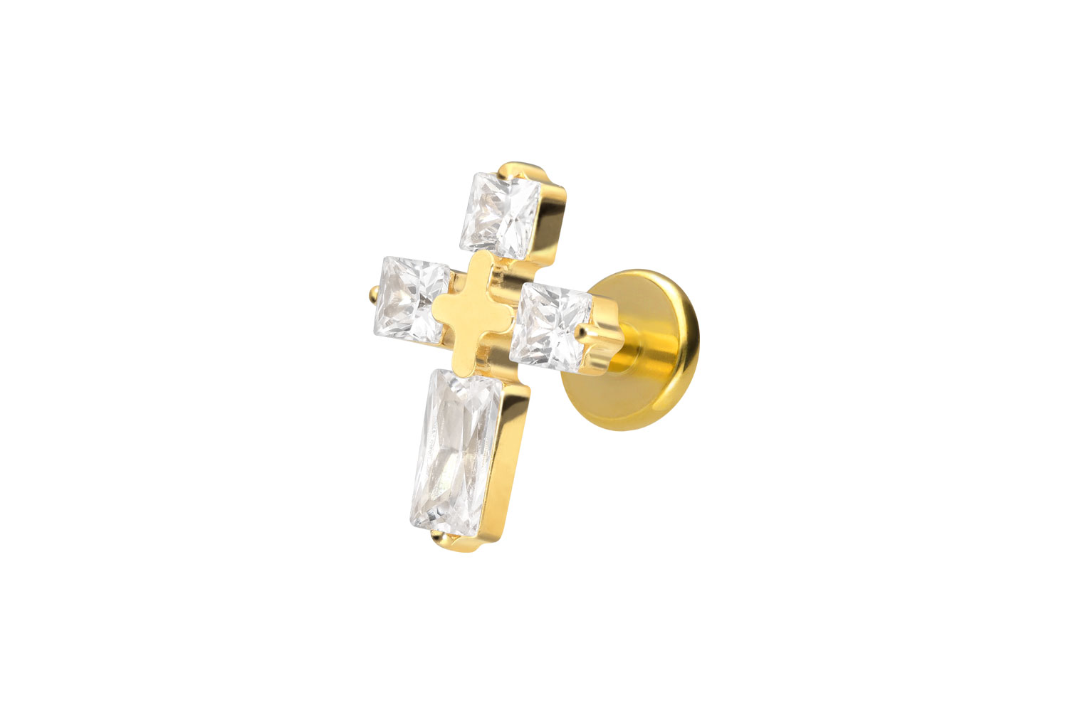 Titan Labret mit Innengewinde KRISTALLKREUZ