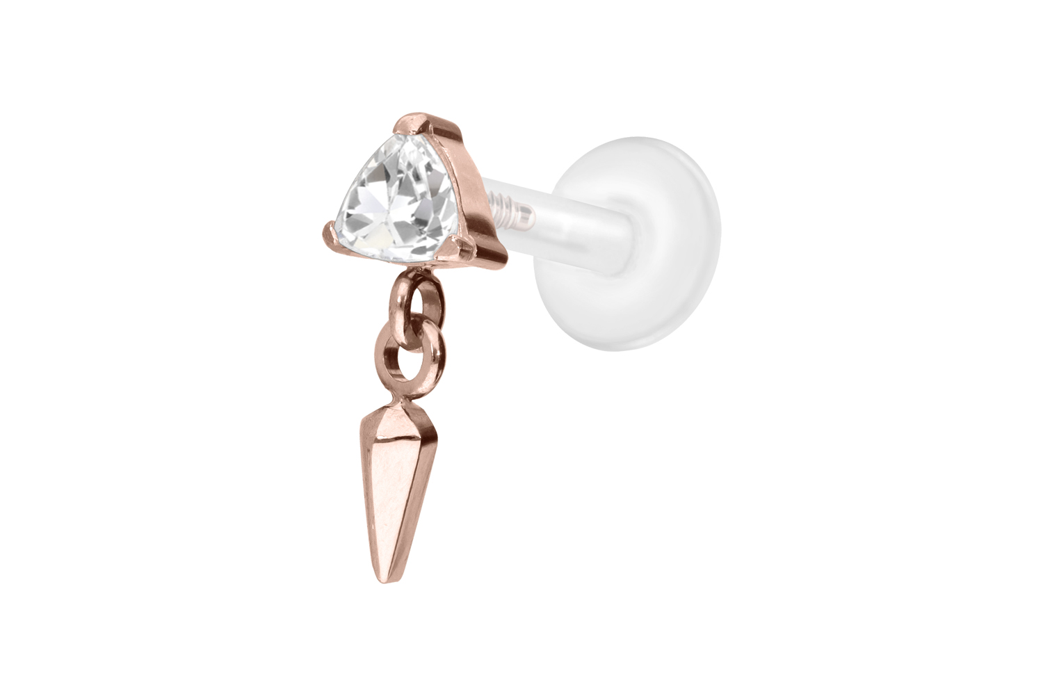 PTFE Labret mit Innengewinde + Titan-Aufsatz KRISTALLDREIECK + SPITZE