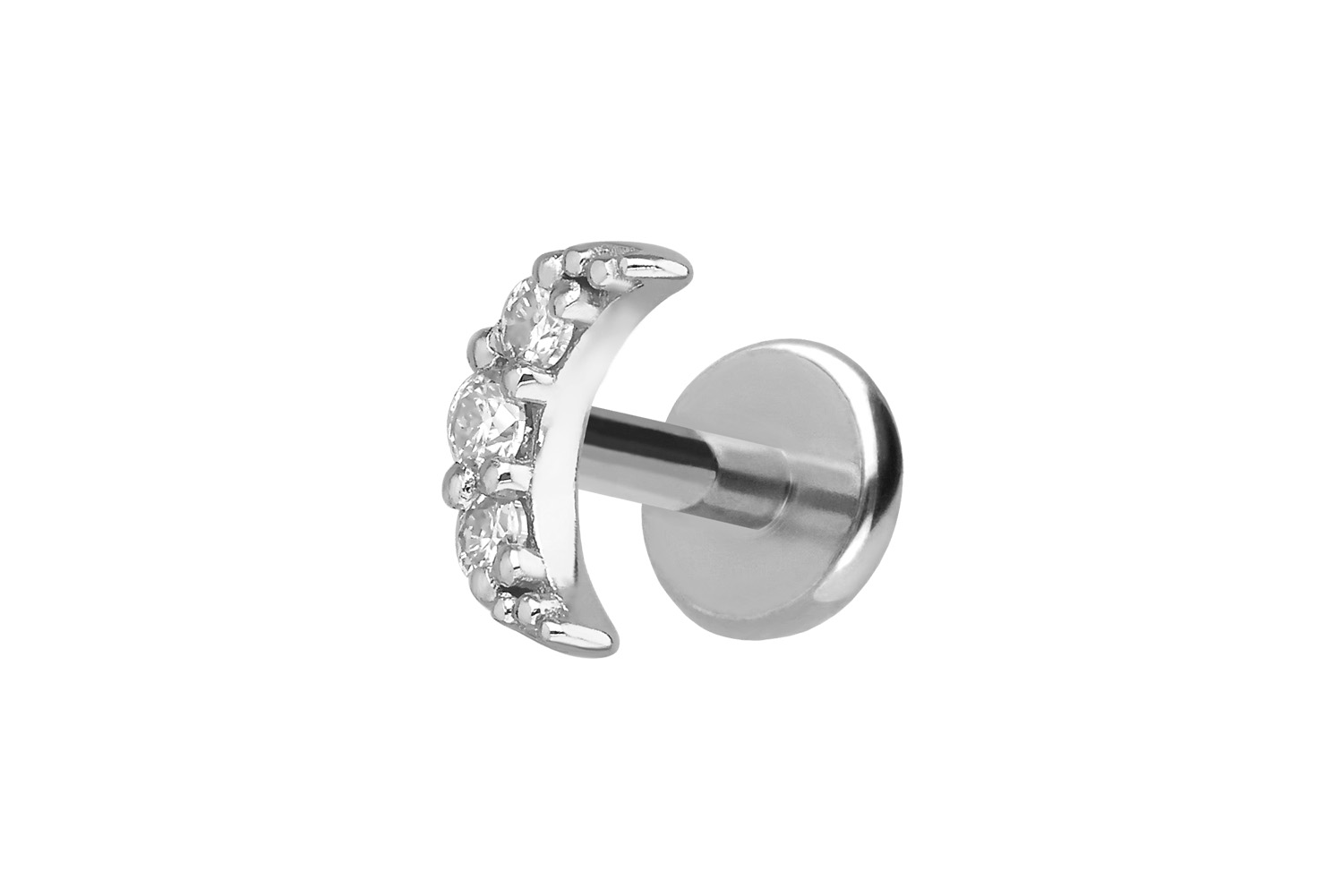 Titan Labret mit Innengewinde + 925er Silber Aufsatz MOISSANIT-MOND