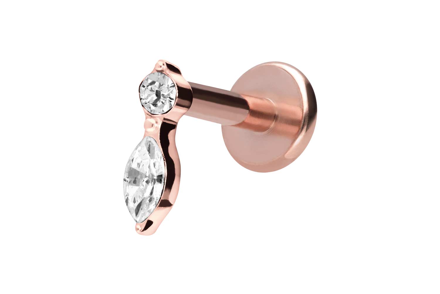 Titan Labret mit Innengewinde KRISTALLBLATT