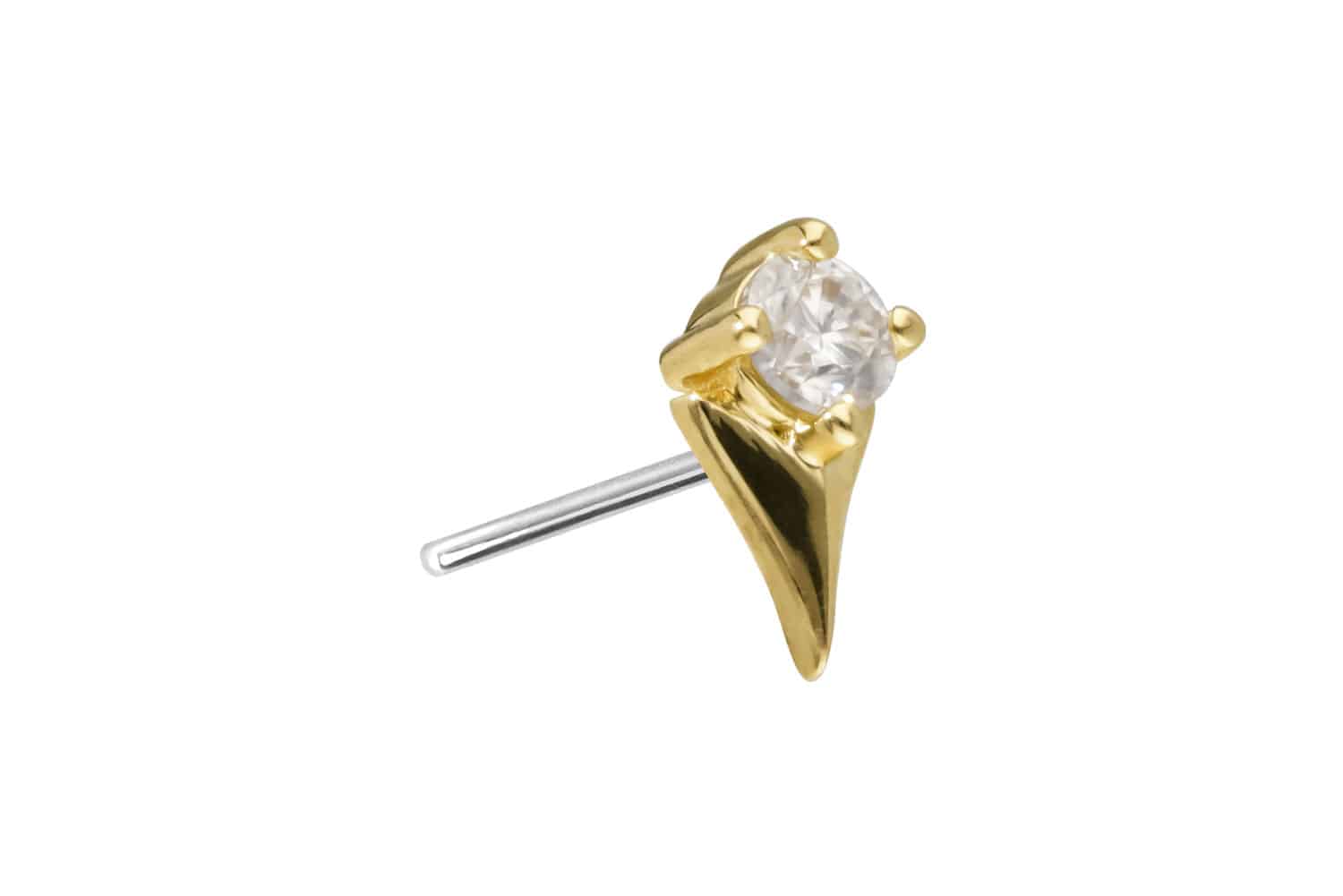 14 Karat Gold Aufsatz mit Titan Push Pin MOISSANIT + PFEILSPITZE