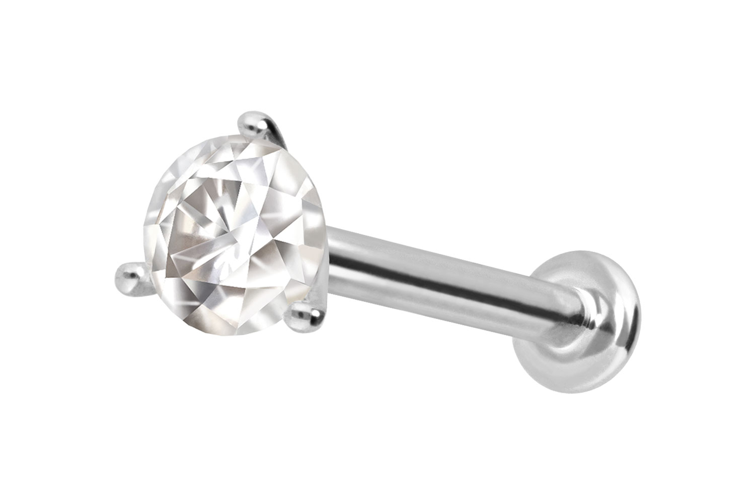 14 Karat Gold Labret mit Innengewinde MOISSANIT