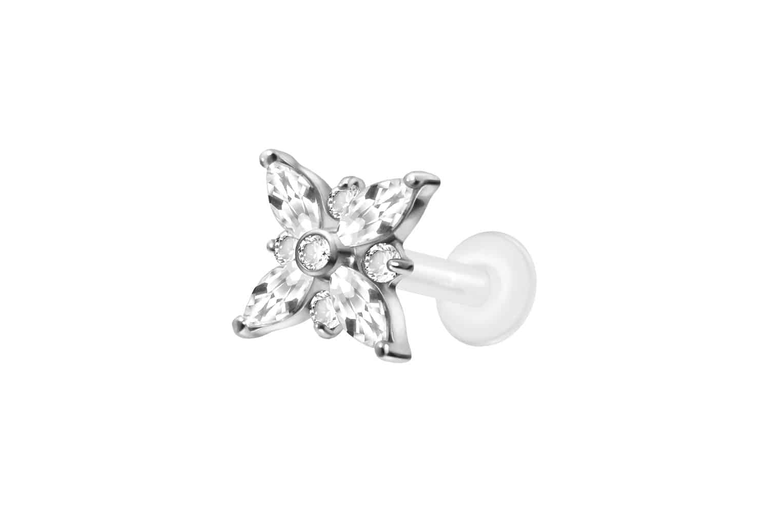 PTFE Labret mit Innengewinde + Titan-Aufsatz KRISTALLSTERN