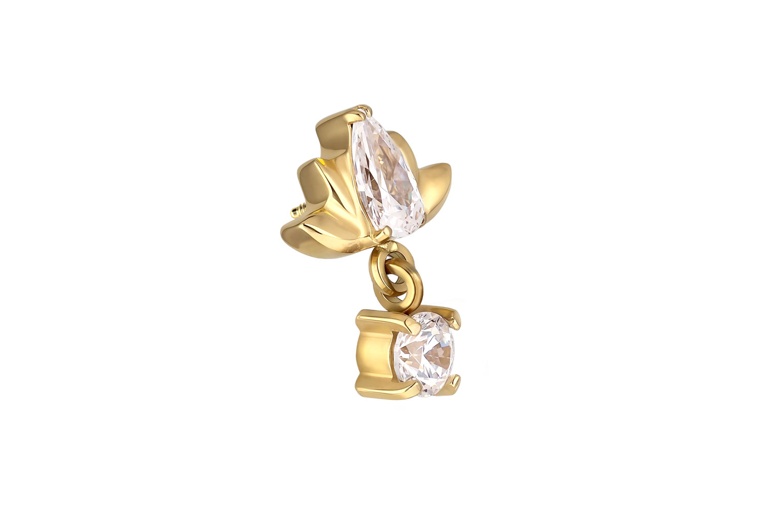 Titanium screw-in attachment with external thread LOTUS BLOSSOM + CRYSTAL