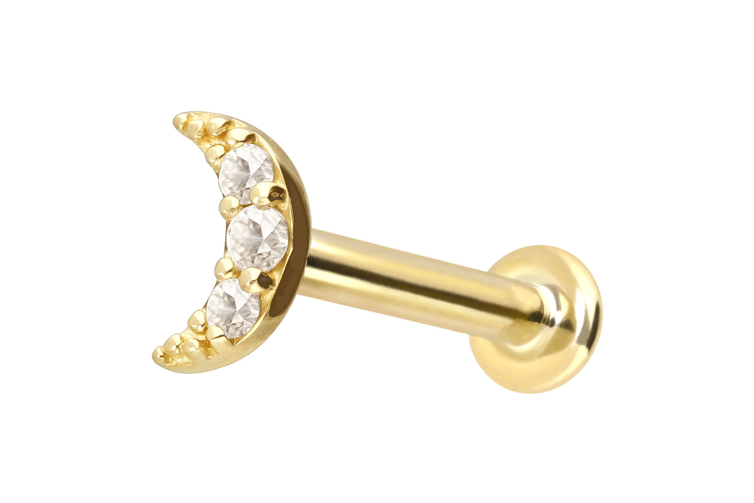 18 Karat Gold Labret mit Innengewinde DIAMANT-MOND