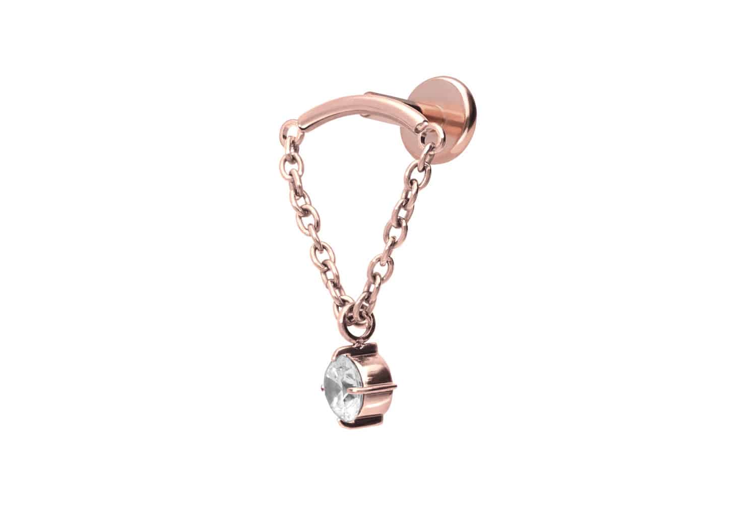 Titanium labret with push fit ARCH + CHAIN + CRYSTAL