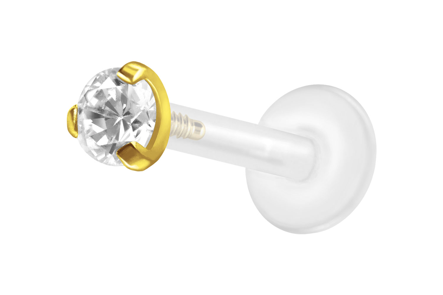 PTFE Labret mit Innengewinde + Titan-Aufsatz EINGEFASSTER KRISTALL