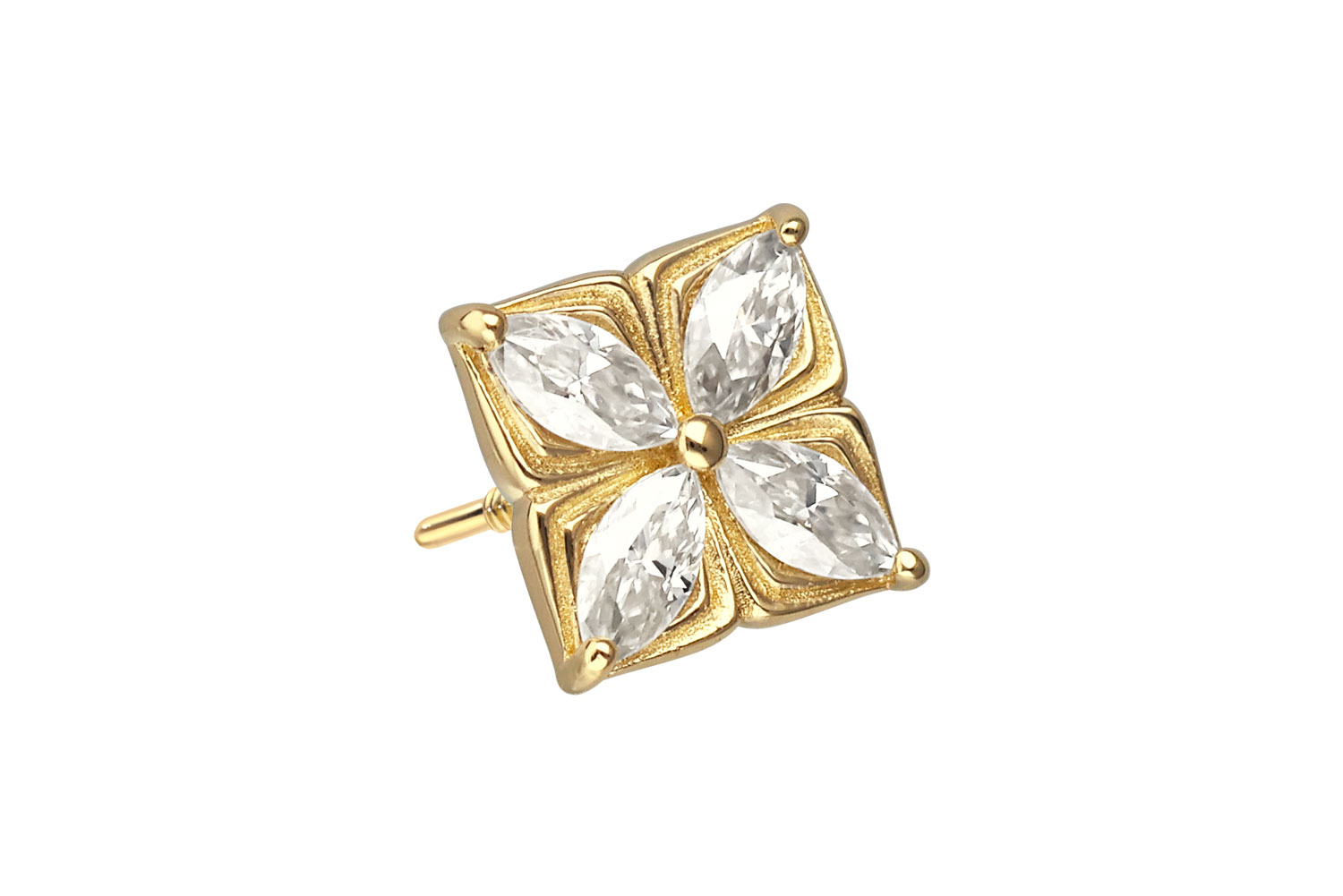 14 carat gold screw-in attachment with external thread MOISSANITE FLOWER