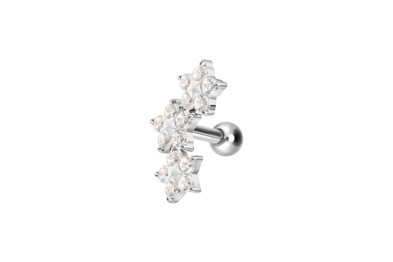 Titan Ohrpiercing mit Innengewinde 3 KRISTALLBLUMEN