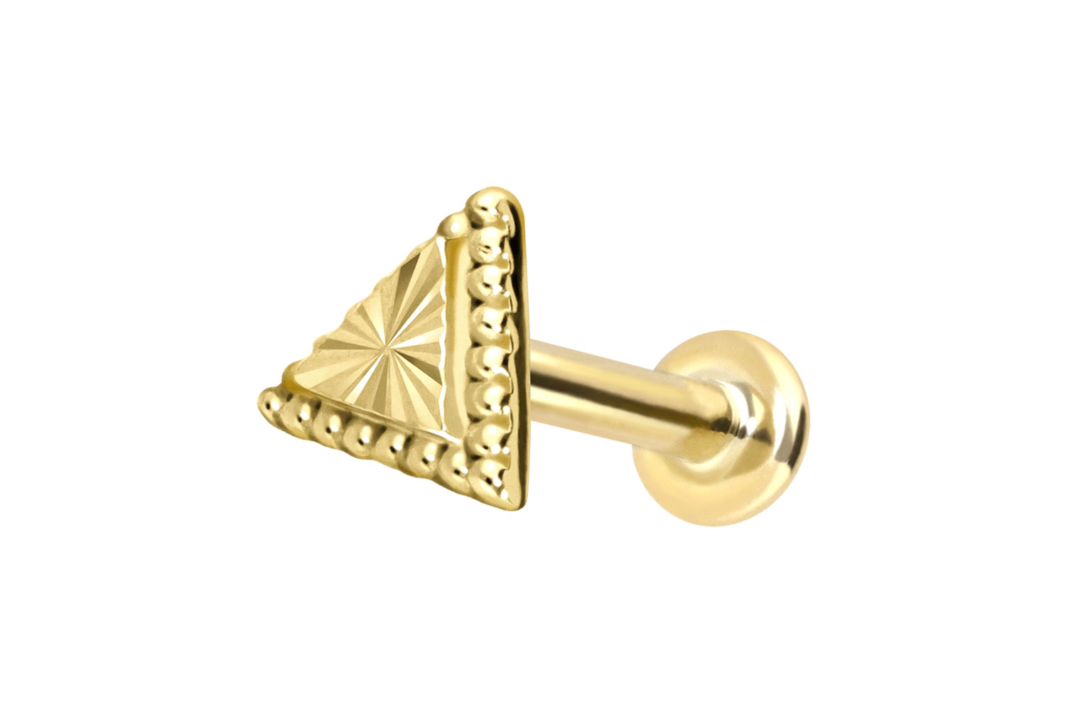 14 carat gold labret with push fit TRIANGLE