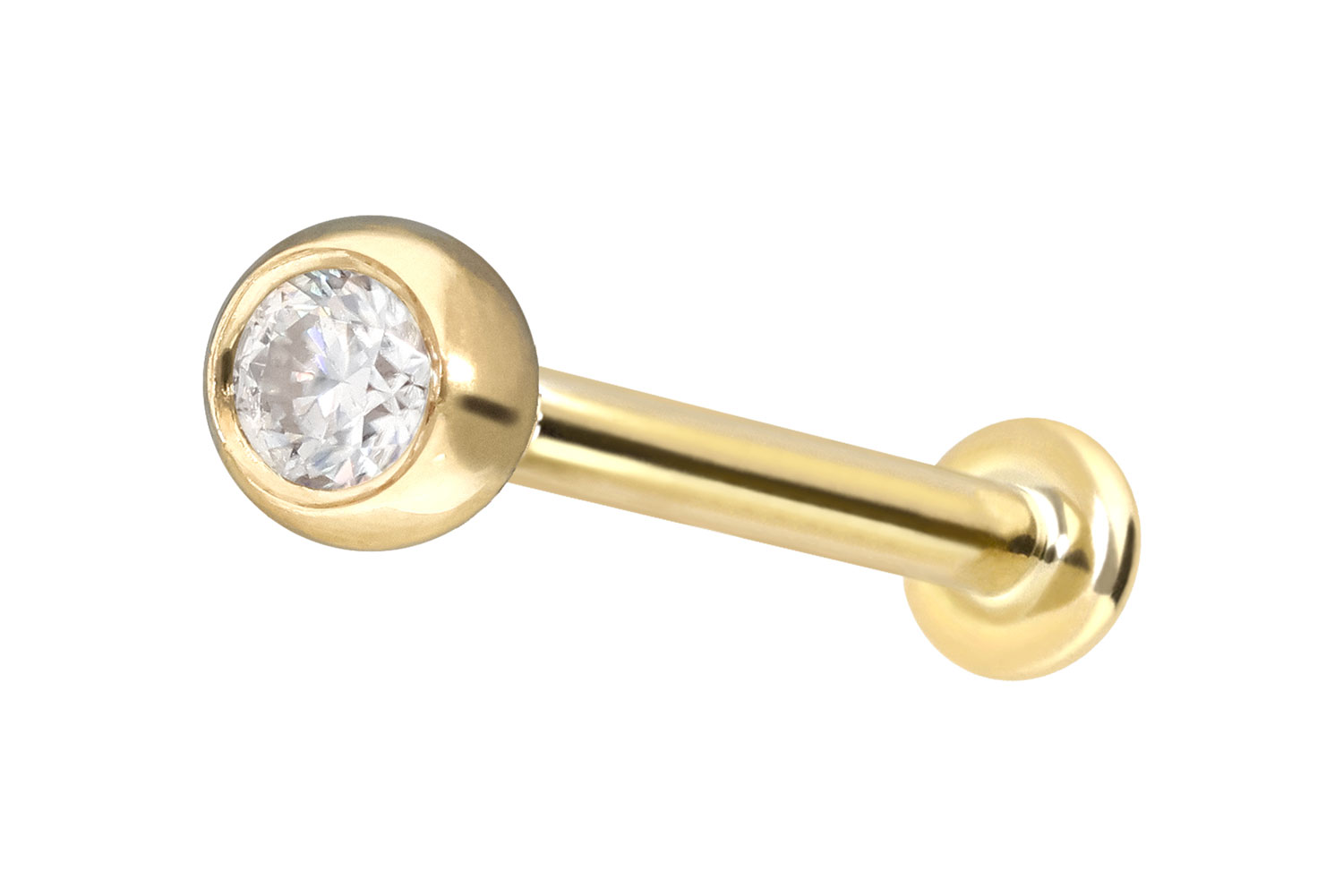14 Karat Gold Labret mit Push Fit MOISSANIT