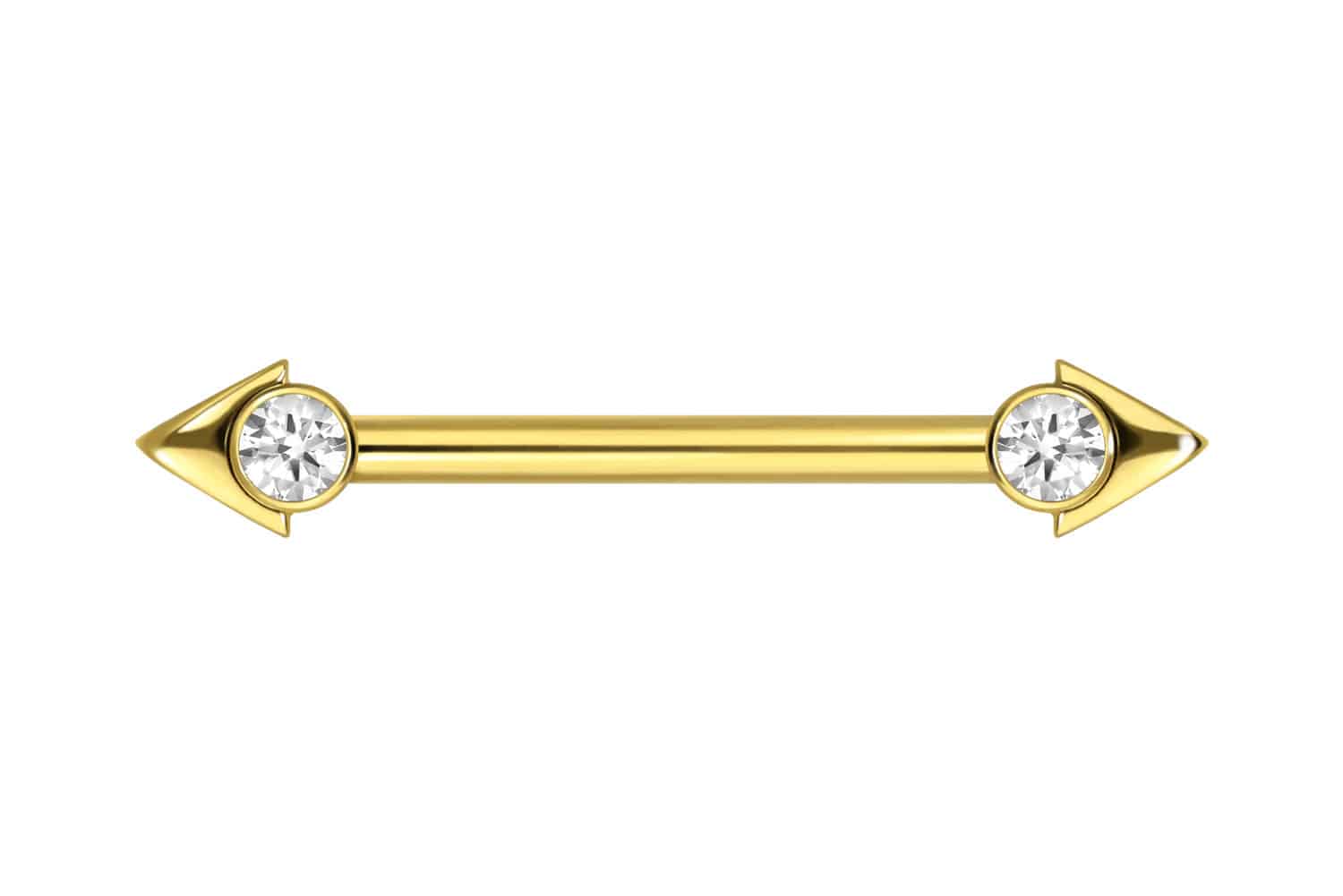 Titan Nippelpiercing mit Innengewinde PFEILSPITZE + KRISTALL