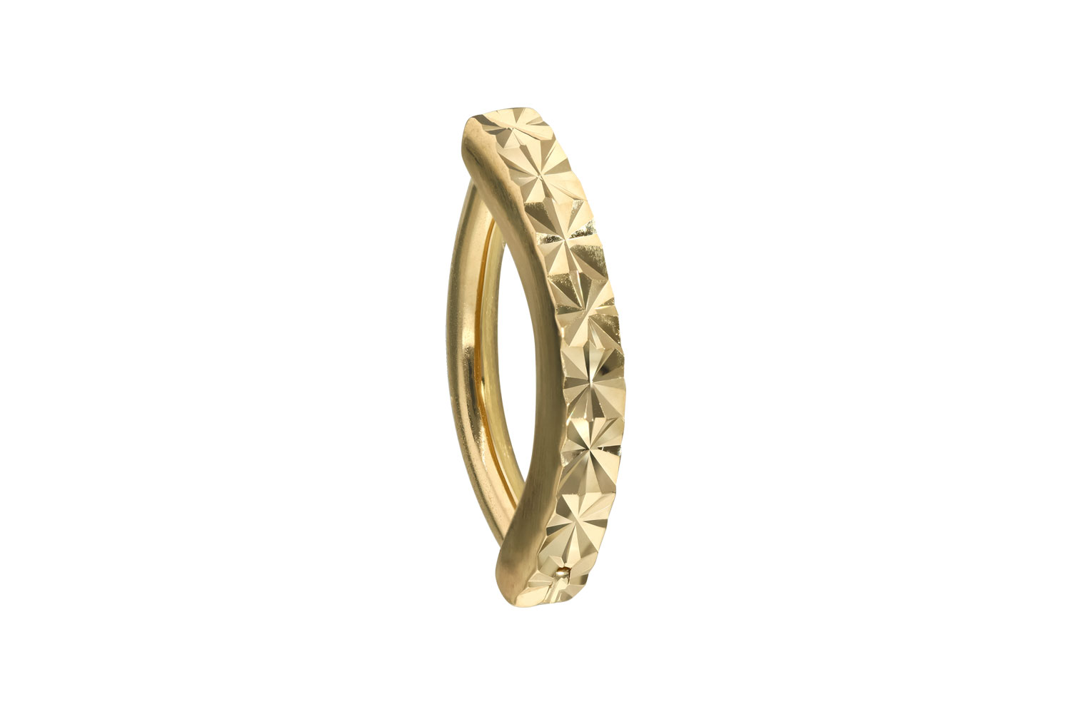 14/18 carat gold belly button clicker ARCH + DIAMOND PATTERN