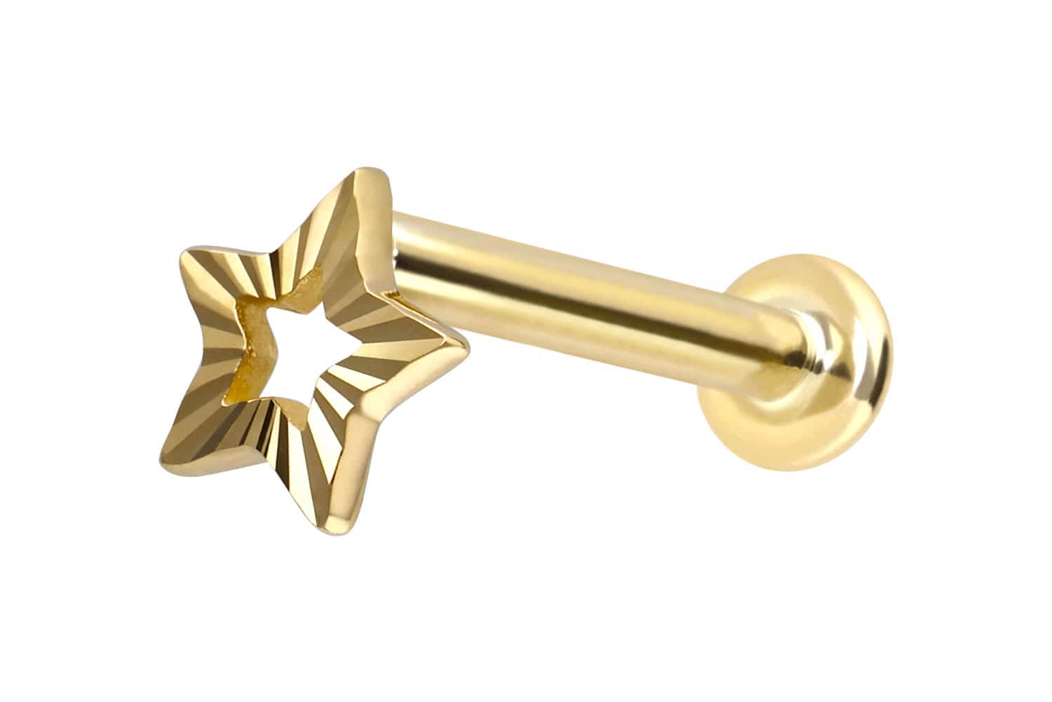14 Karat Gold Labret mit Push Fit STERN