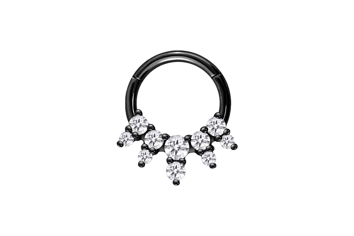 Chirurgenstahl Segmentring Clicker 10 EINGEFASSTE KRISTALLE