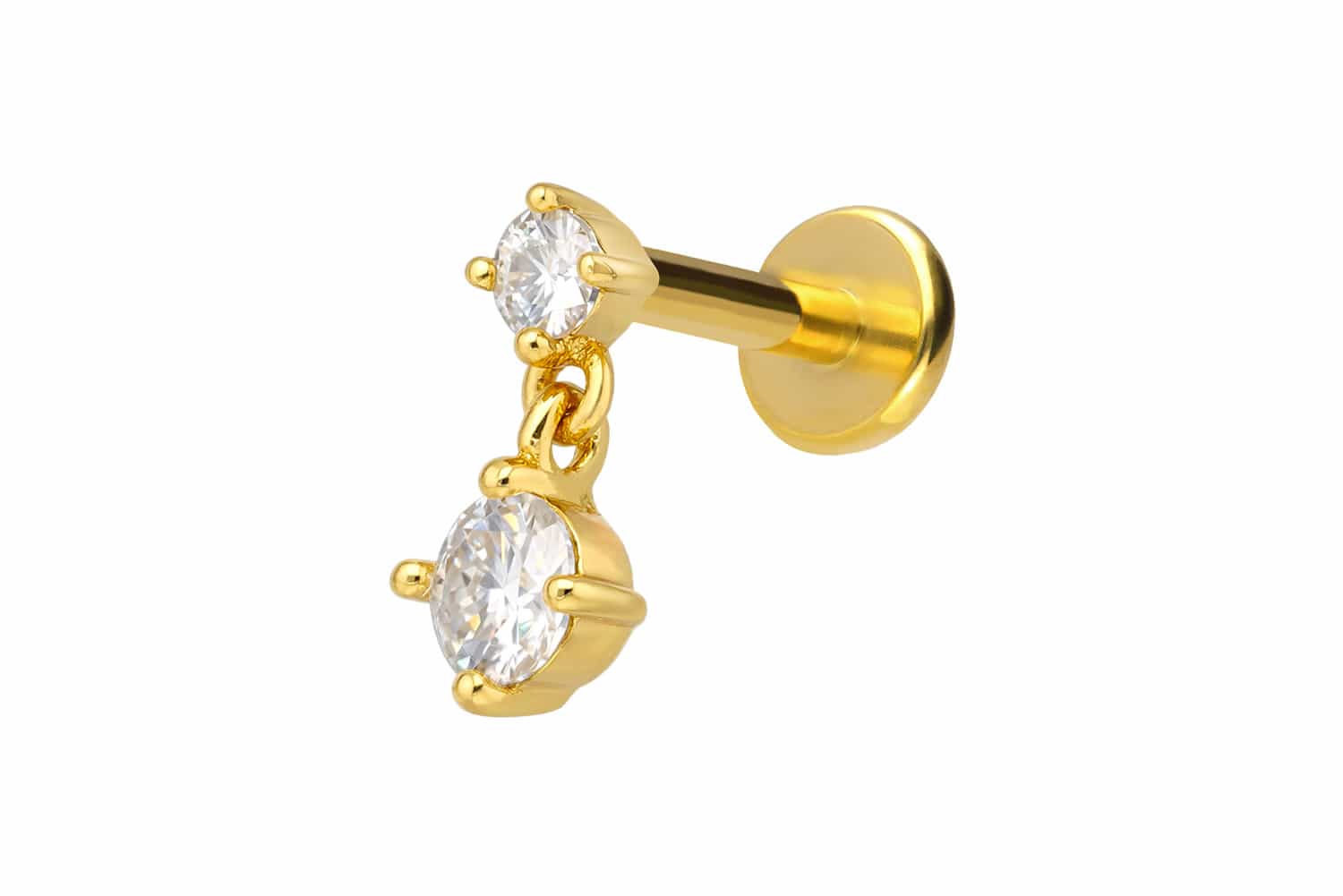 Titan Labret mit Innengewinde + 925er Silber Aufsatz 2 MOISSANITE