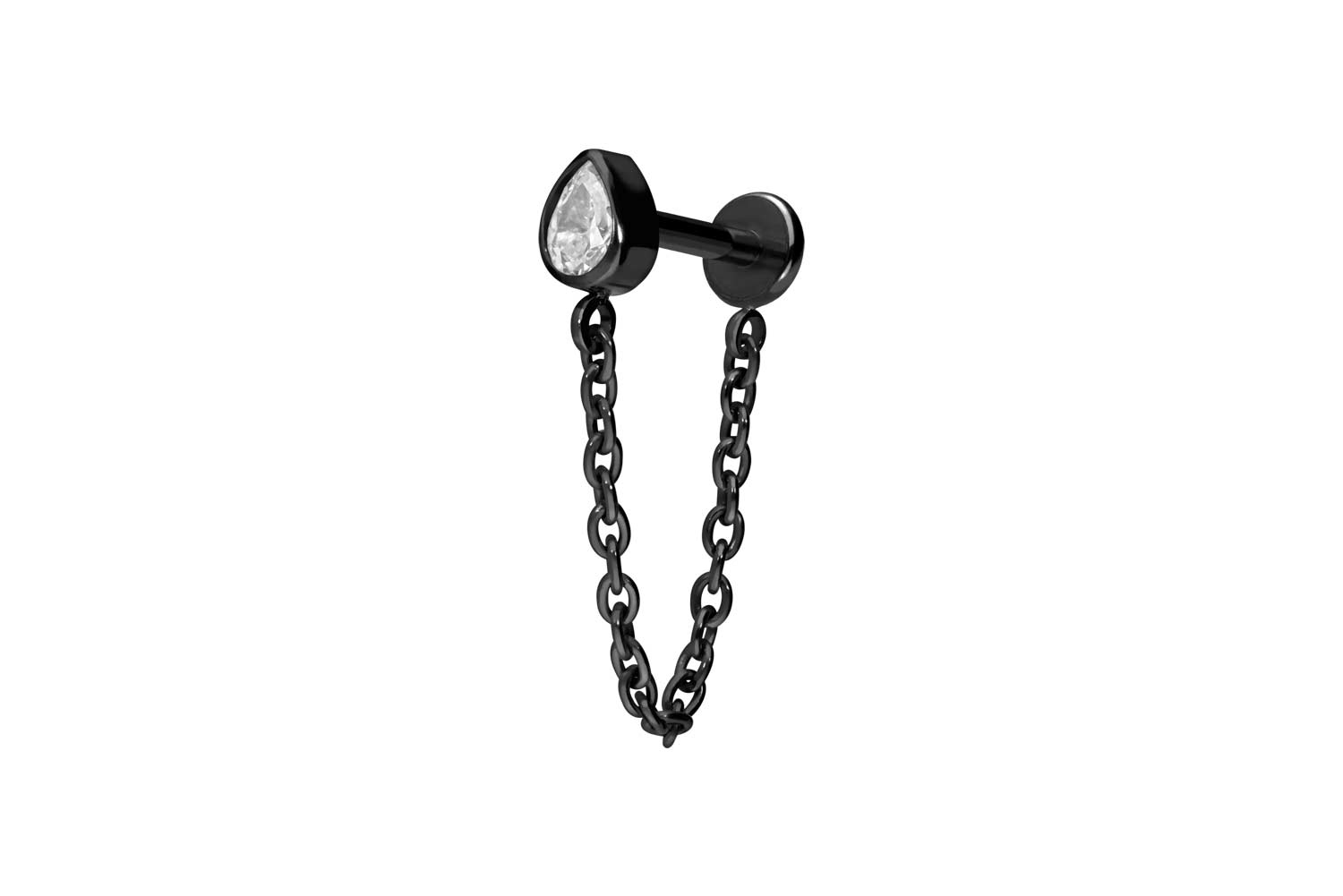 Titan Labret mit Push Fit KRISTALLTROPFEN + KETTE