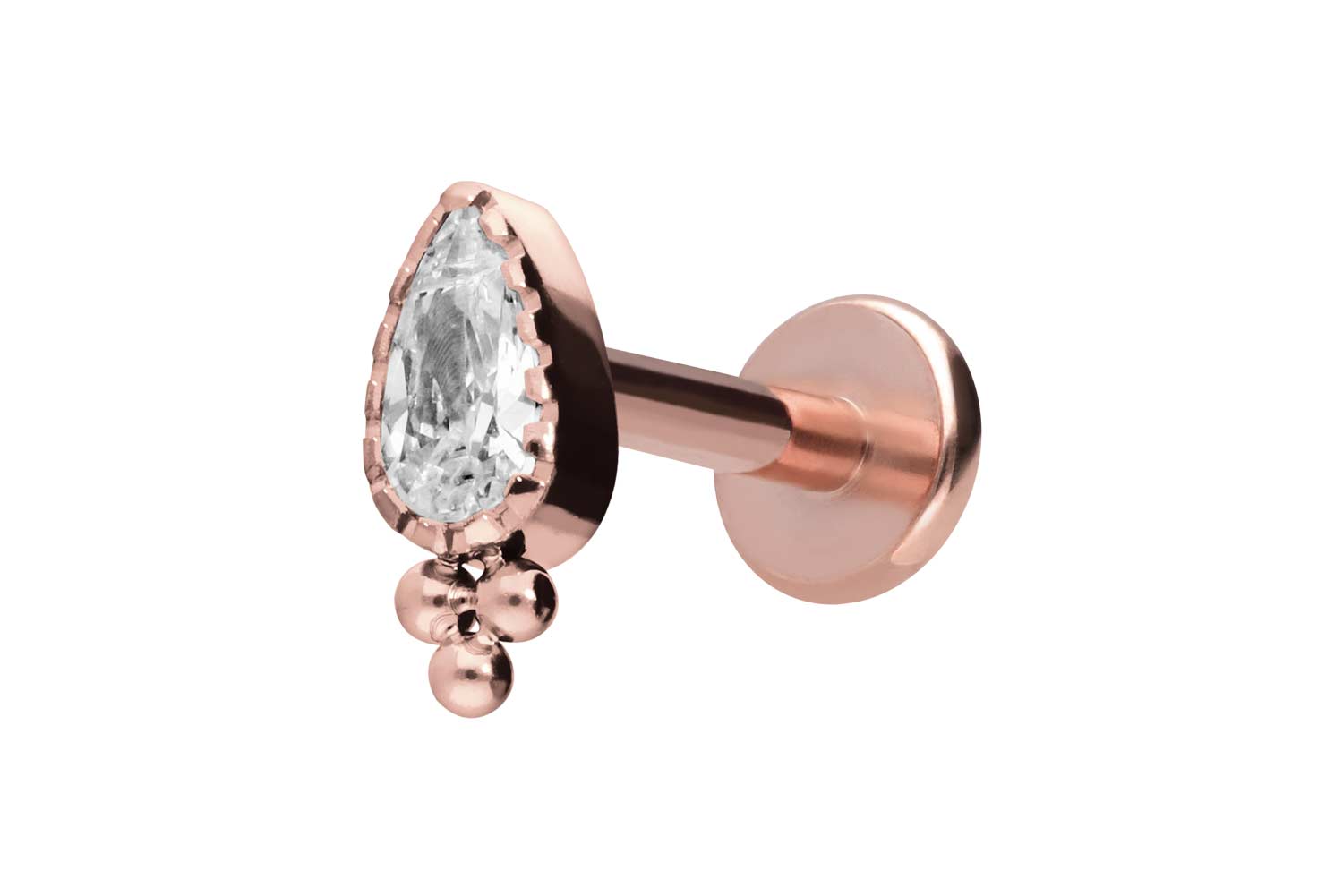 Titan Labret mit Innengewinde KRISTALLTROPFEN + KUGELN