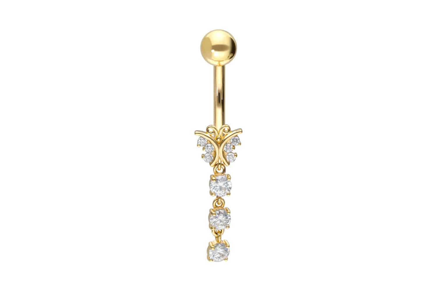 14/18 Karat Gold Bananabell MOISSANIT-SCHMETTERLING + 3 MOISSANITE
