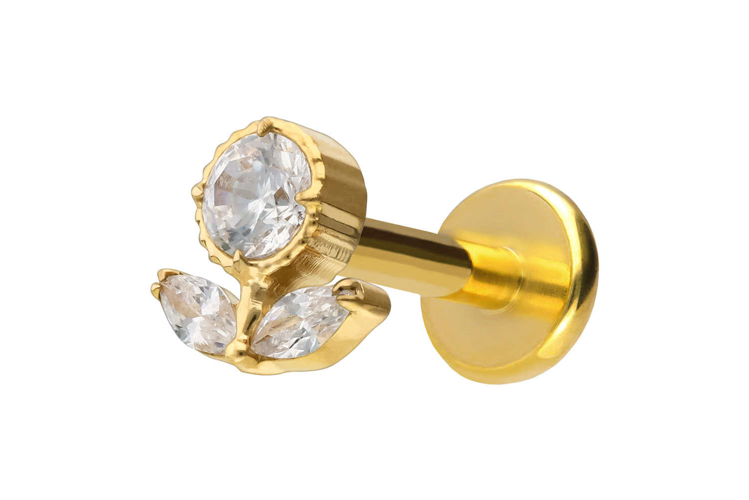 Titanium labret with push fit CRYSTAL FLOWER