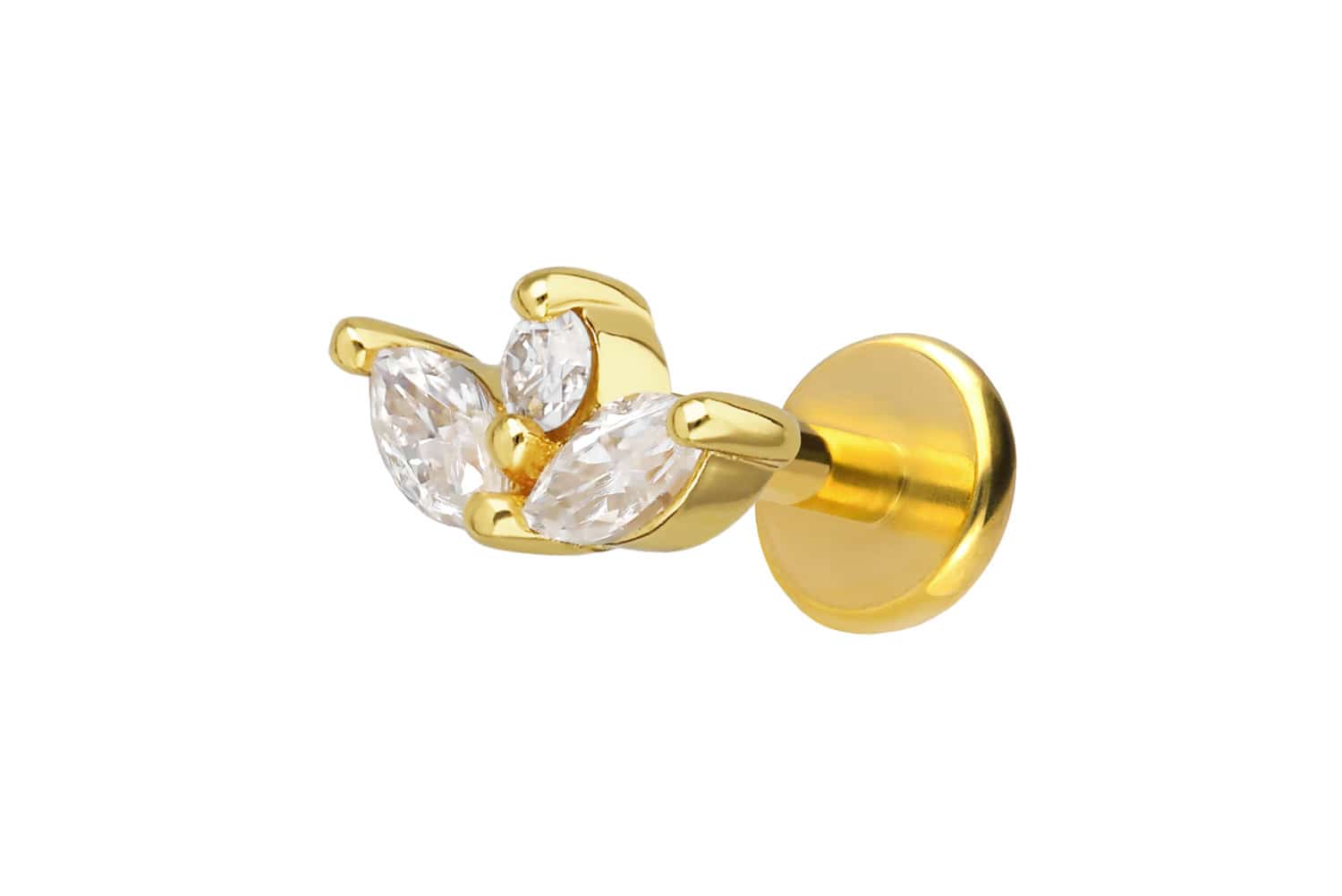Titan Labret mit Innengewinde + 925er Silber Aufsatz MOISSANIT-LOTUSBLÜTE