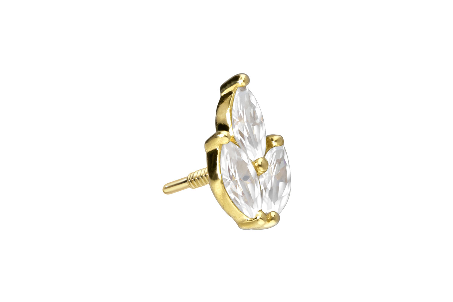 14 carat gold screw-in attachment with external thread MOISSANITE LOTUS BLOSSOM