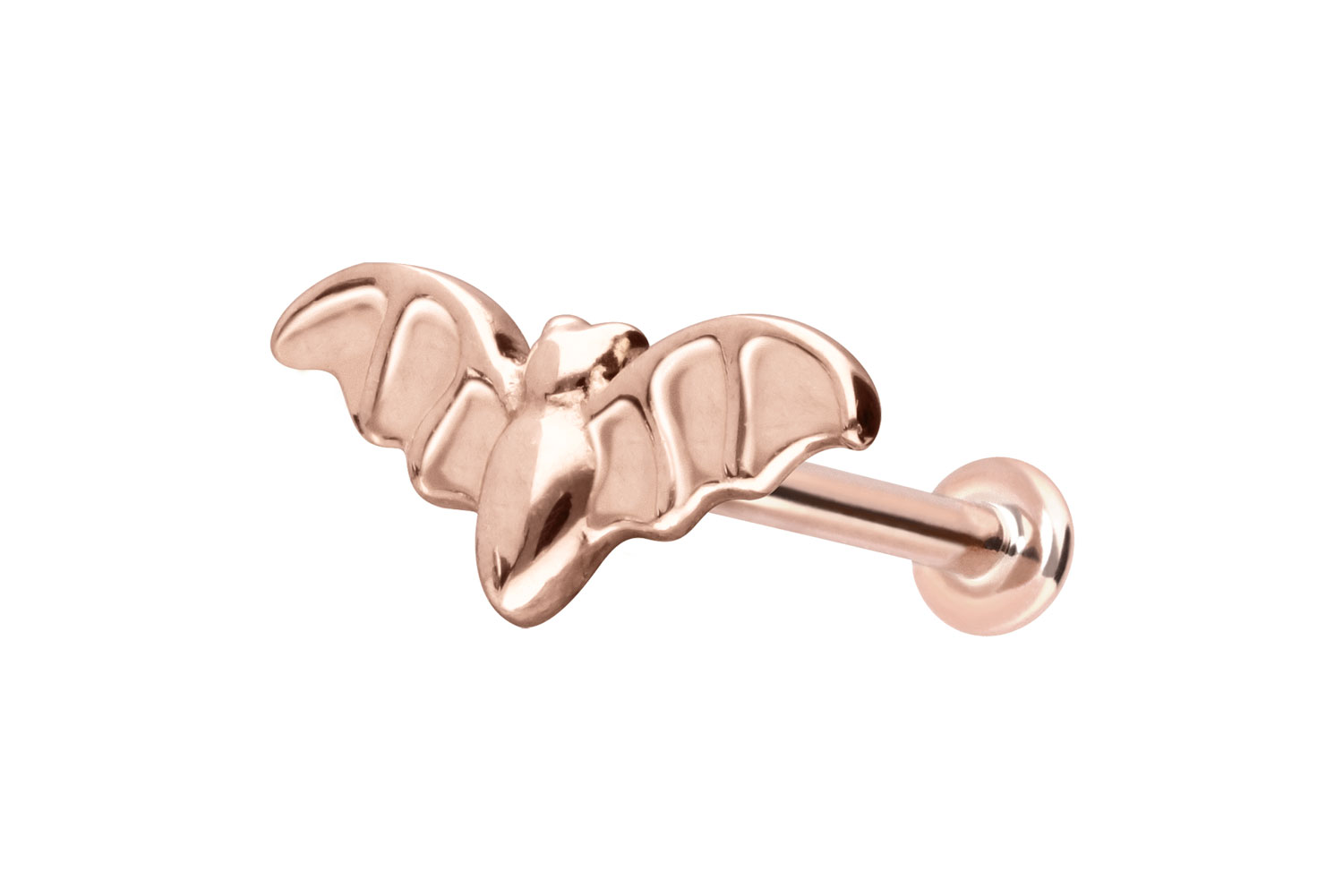 14 Karat Gold Labret mit Innengewinde FLEDERMAUS