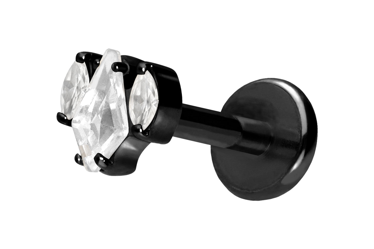 Titanium labret with push fit CRYSTAL SHIELD + CRYSTAL OVALS