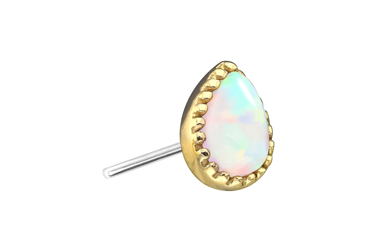 14 Karat Gold Aufsatz mit Titan Push Pin SYNTHETISCHER OPALTROPFEN