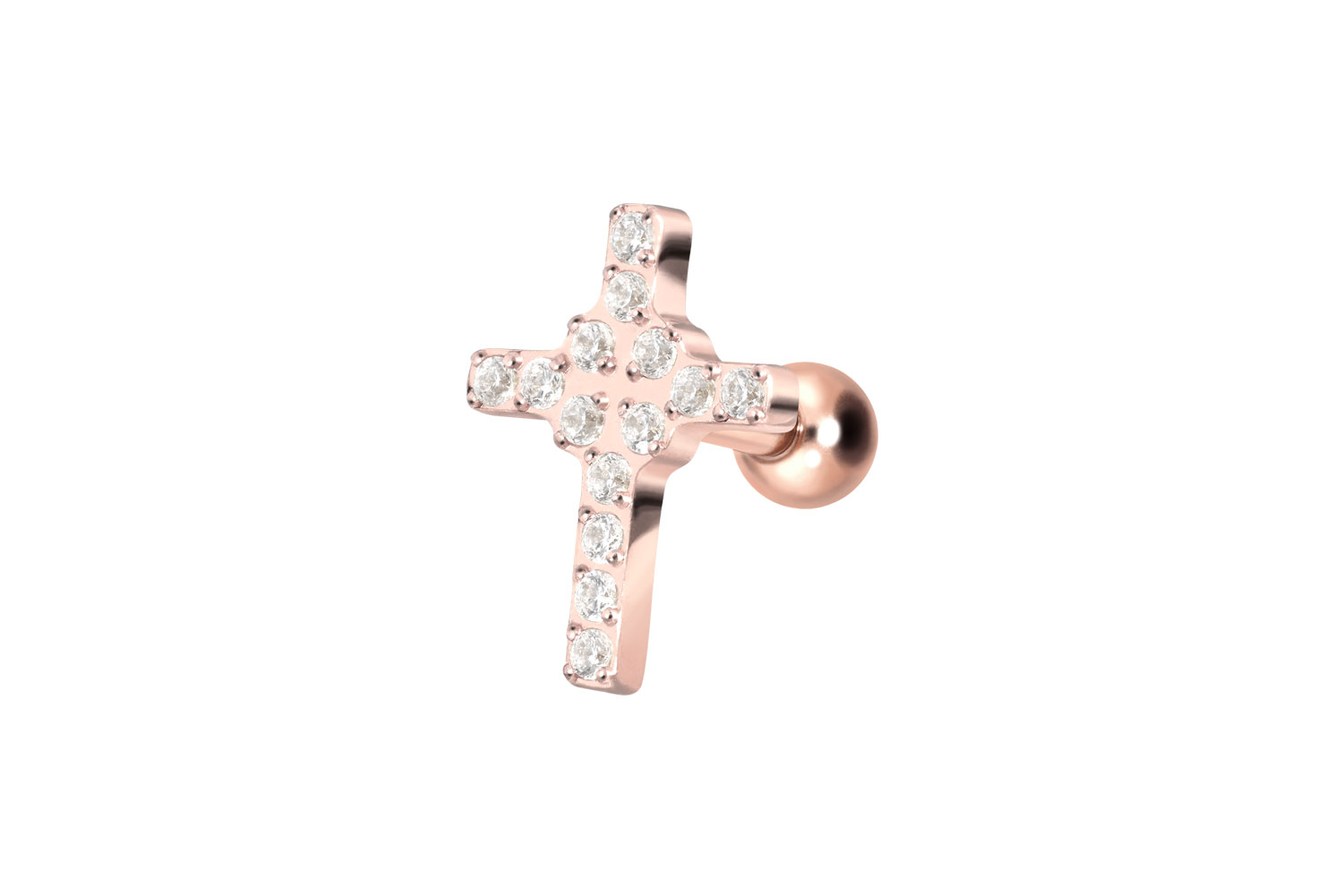 Titanium ear piercing with internal thread CRYSTAL CROSS