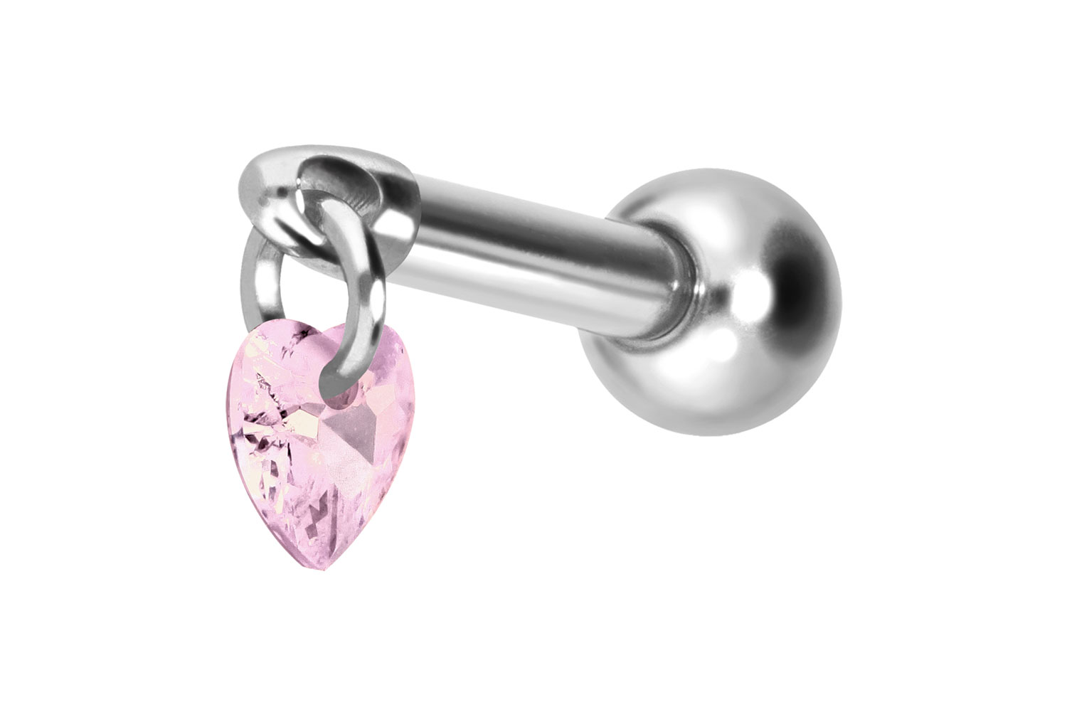Titan Ohrpiercing mit Innengewinde KRISTALLHERZ