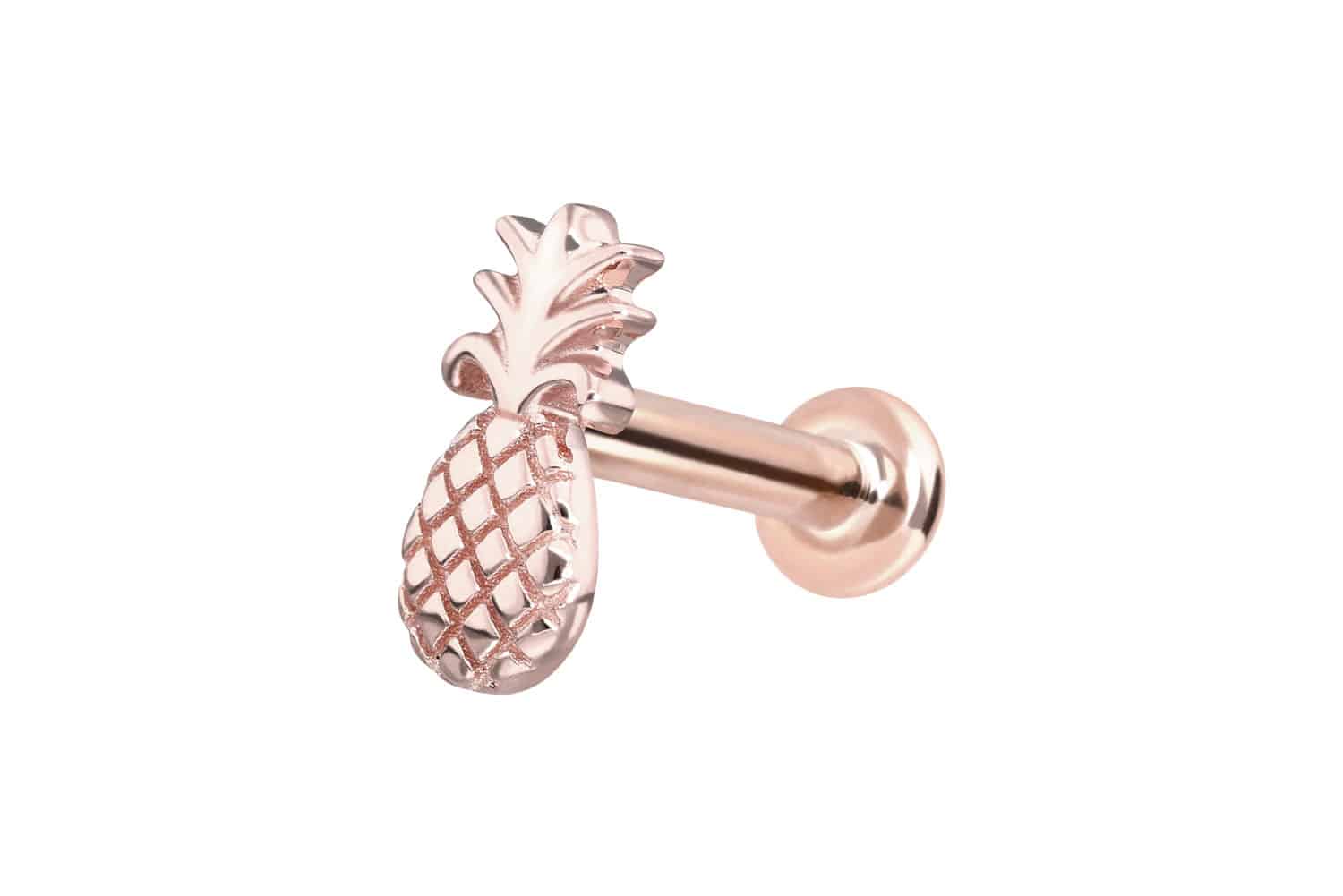 14 Karat Gold Labret mit Innengewinde ANANAS