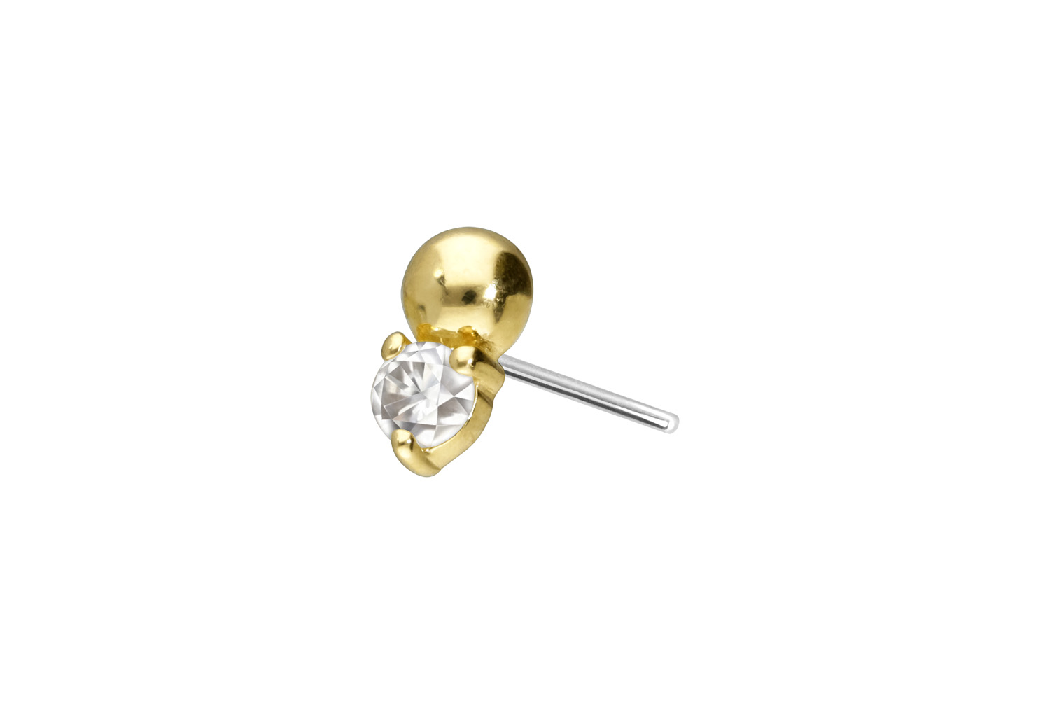 14 Karat Gold Aufsatz mit Titan Push Pin MOISSANIT + KUGEL